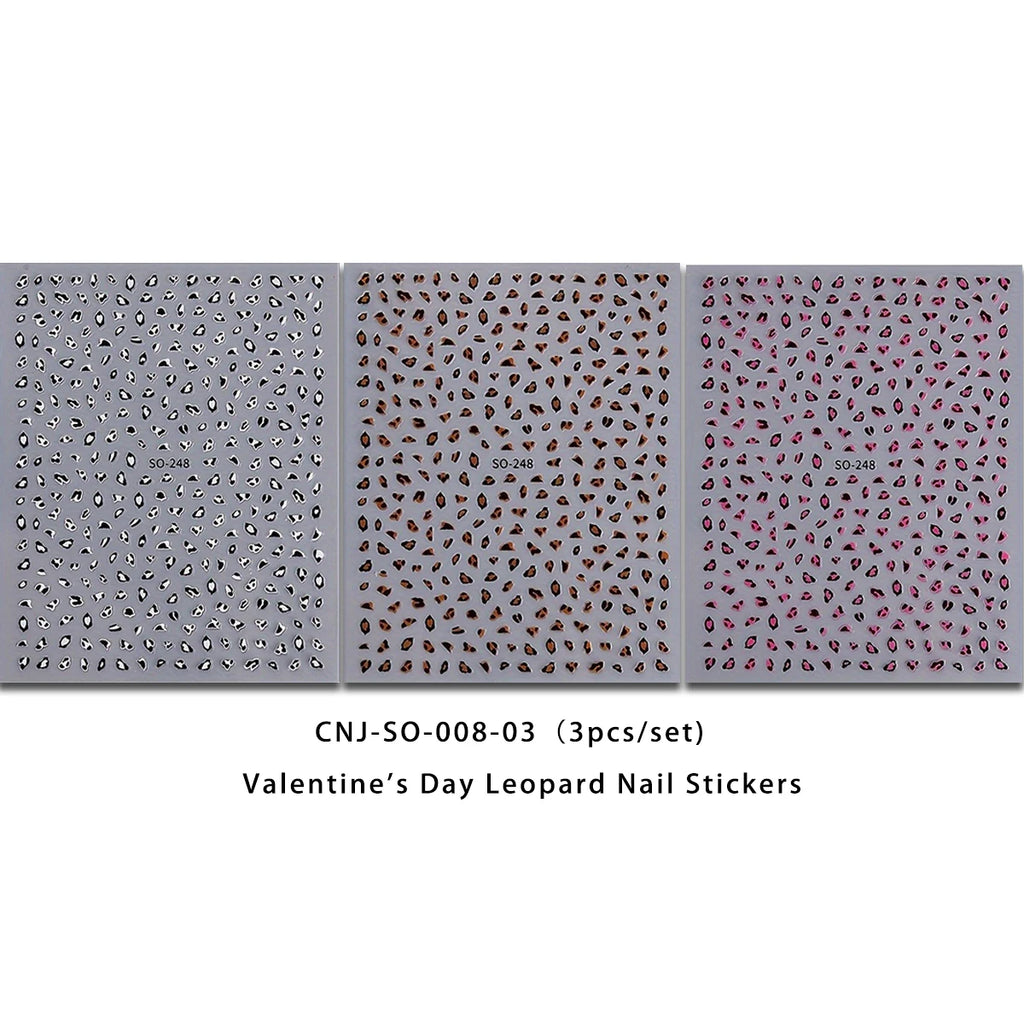 Leopard Print Nail Stickers 3-Pack - Easy DIY Nail Art for Weddings Parties and Gifts