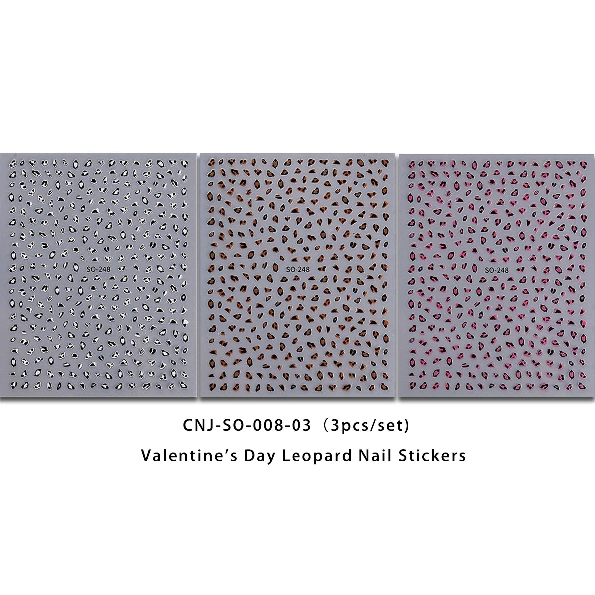 Leopard Print Nail Stickers 3-Pack - Easy DIY Nail Art for Weddings Parties and Gifts