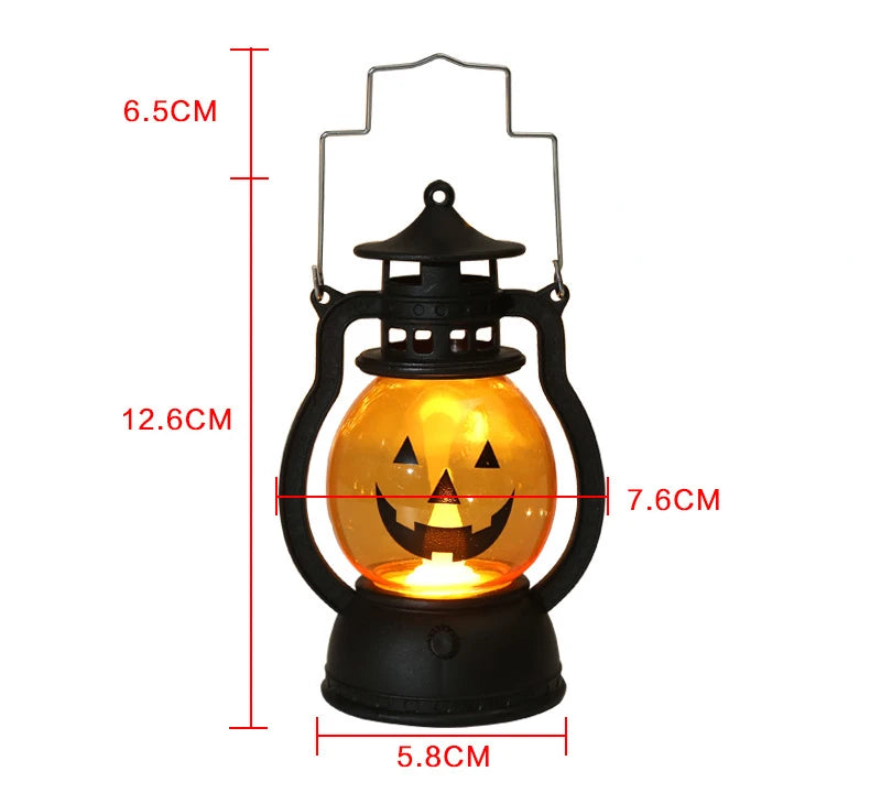 Halloween LED Hanging Pumpkin Lantern Light Ghost Lamp - Small Oil Lamp Decor