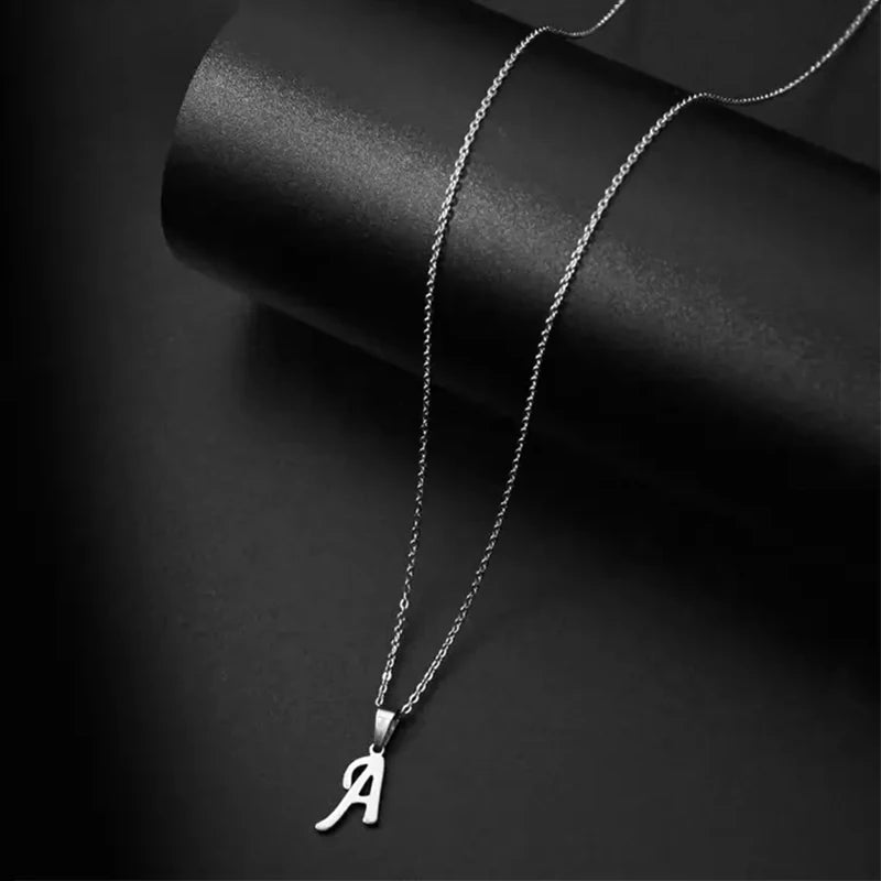 Initial Letter Pendant Necklace for Women Stainless Steel Clavicle Chain Jewelry