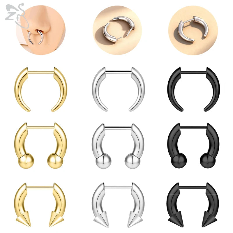 Stainless Steel Nose Piercing Plug with Septum Ring Expander 8mm - Gold