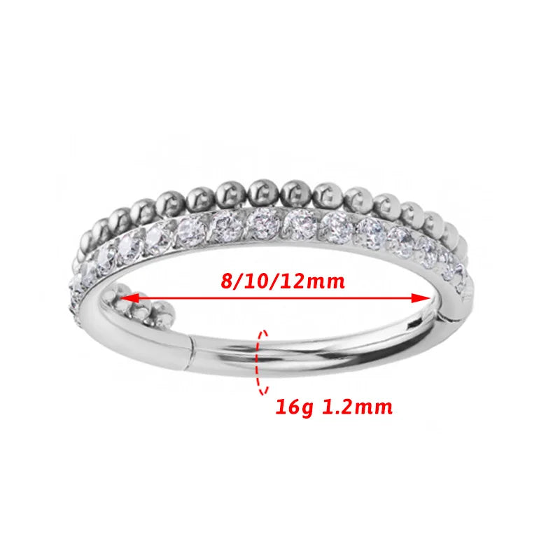 Titanium Septum Nose Ring Hoops - Clicker Tragus Daith Cartilage Helix Conch Piercing 8/10/12mm