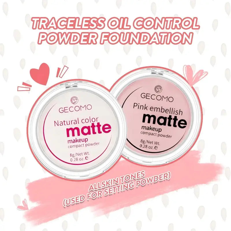 Matte Compact Powder 12H Oil Control & Long Lasting Setting Makeup Translucent