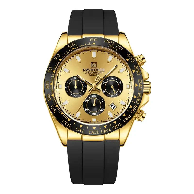 Luxury Men's Business Casual Wrist Watch Waterproof Chronograph with Silicone Strap