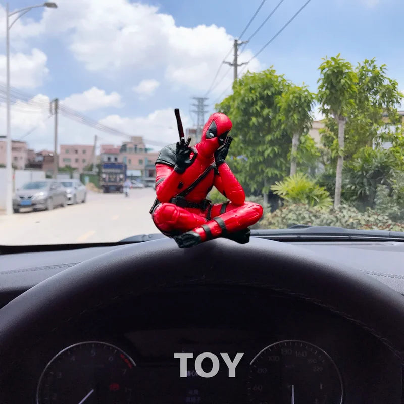 Anime Deadpool Action Figure Car Interior Decoration Toys Sitting Model Mini Figurine Pendant