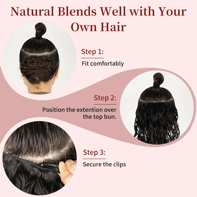 Water Wave Clip-In Hair Extensions 100% Human Remy Hair 7-Piece Set