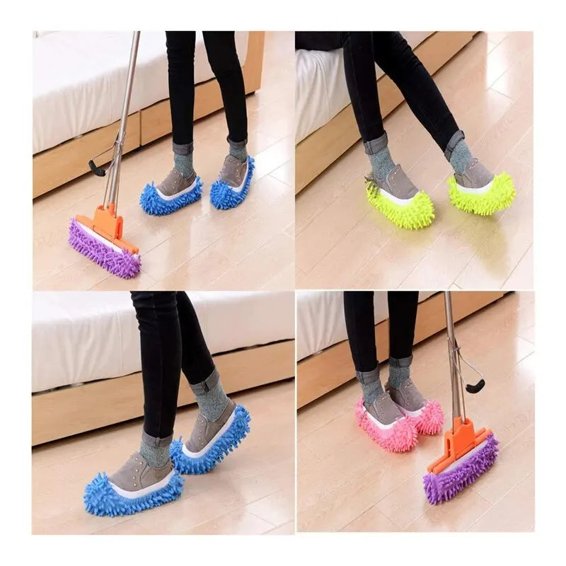 Dust Cleaner Slippers Set - Floor Cleaning Mop Shoes with Chenille Cloth