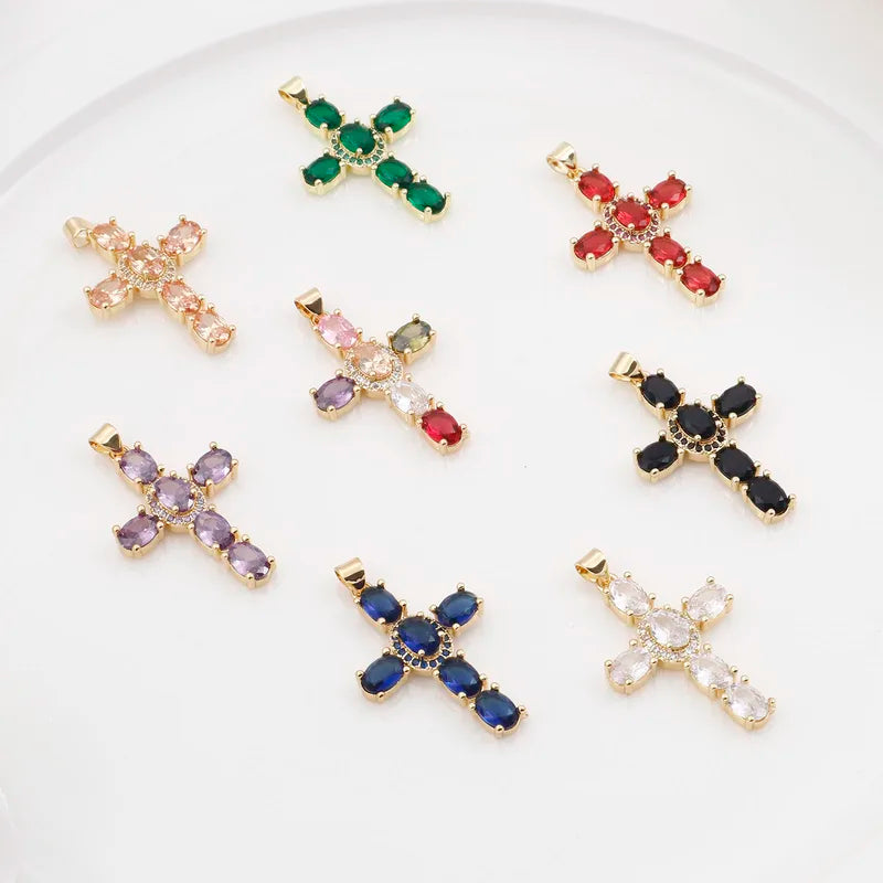 Copper Religious Cross Pendant Jewelry Findings for DIY Necklace & Bracelet Making 4cm x 2.3cm