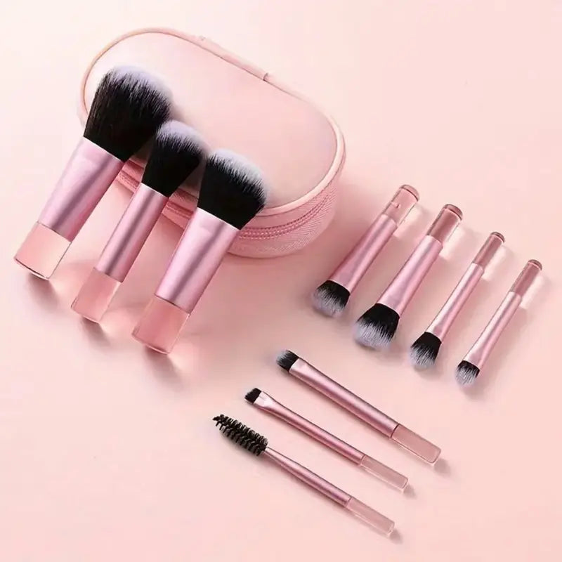 Travel Makeup Brush Set - Mini Small Cosmetic Tools for On-the-Go