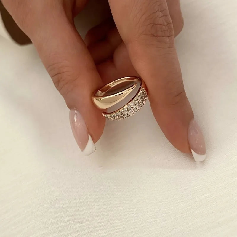 Adjustable Synthetic Zirconia Ring - Open Bohemian Style Women's Jewelry