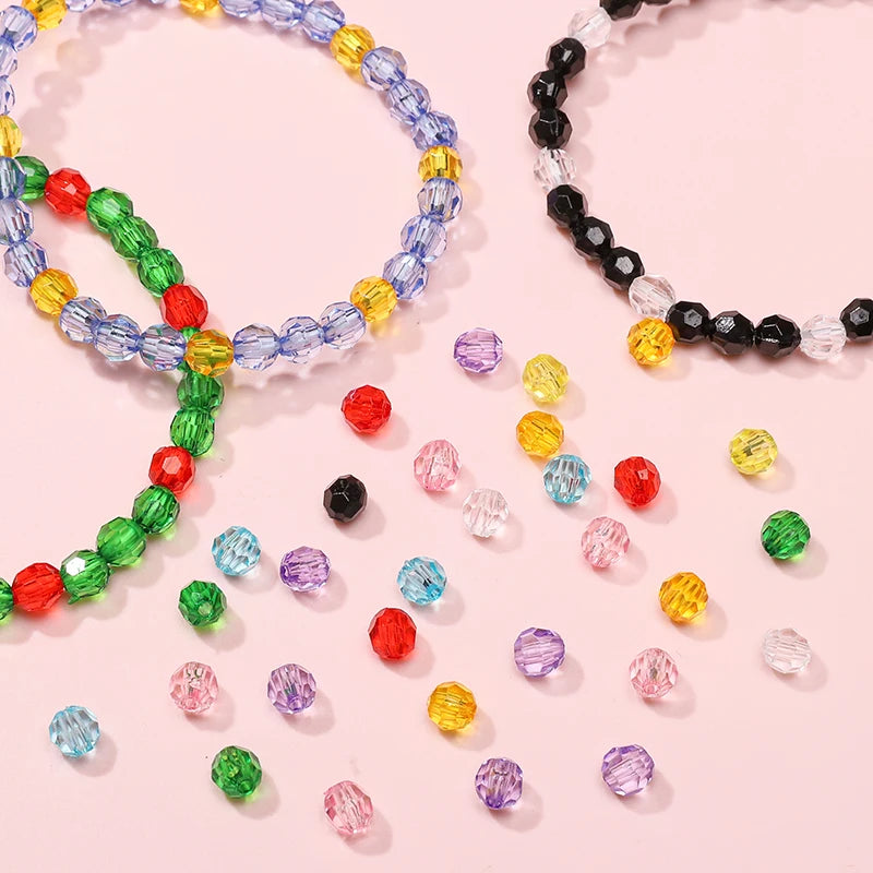 300pcs 6mm Crystal Acrylic Beads for Jewelry Making Loose Spacer Round Beads