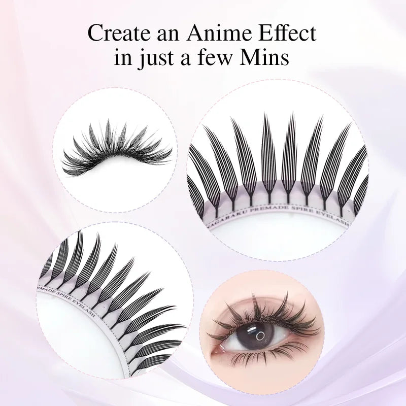 Premade Spire Eyelash Extensions 10 Cases Fluttering Anime Effect False Lashes