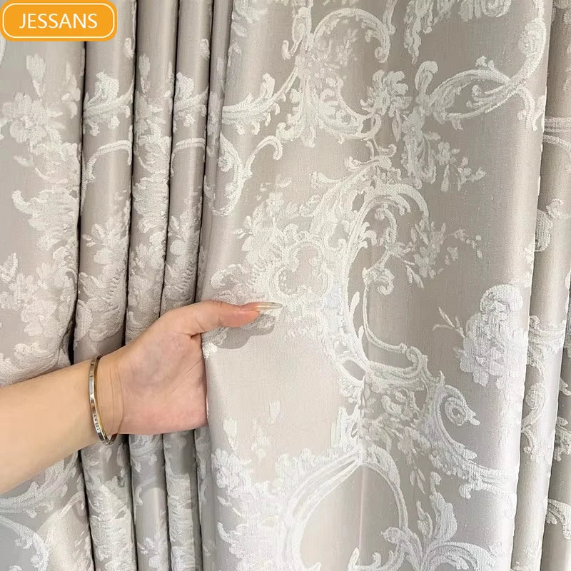 Custom French Vintage 3D Jacquard Curtain for Living Room & Bedroom