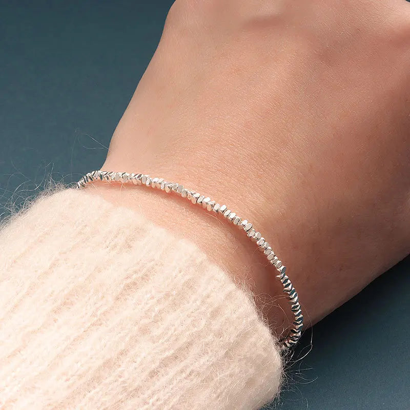 925 Sterling Silver Irregular Chain Bracelet for Women Vintage Jewelry