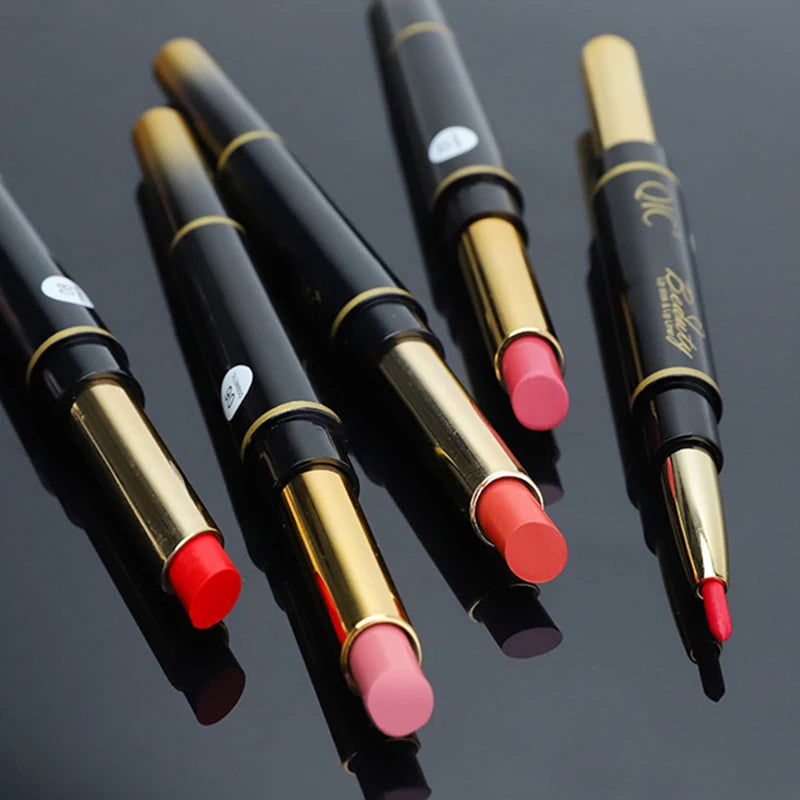 2-in-1 Waterproof Lip Liner and Matte Lipstick Pencil - Long Lasting Makeup