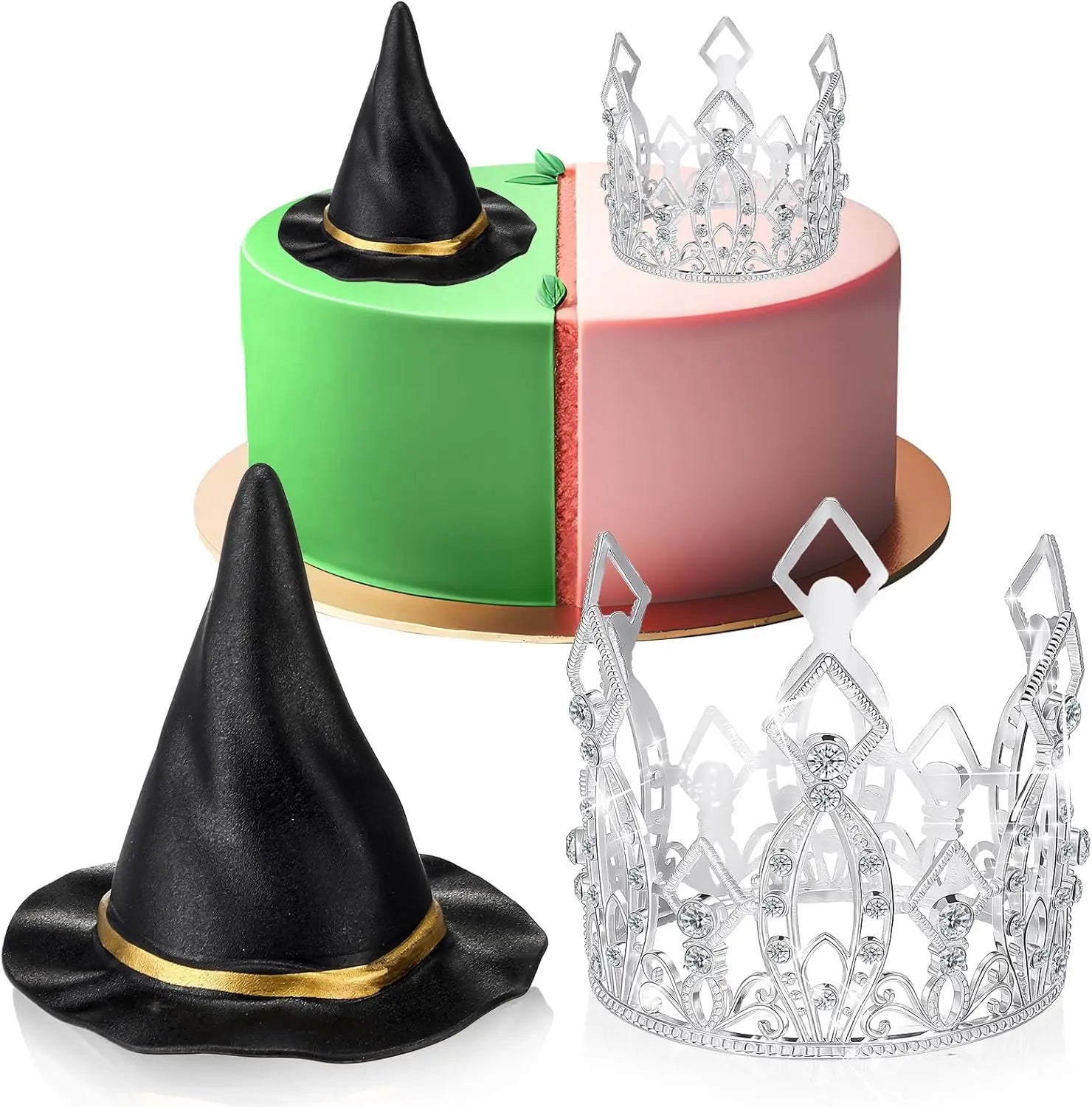 Halloween Witch Party Supplies Cake Decorations Set with Crown and Broom