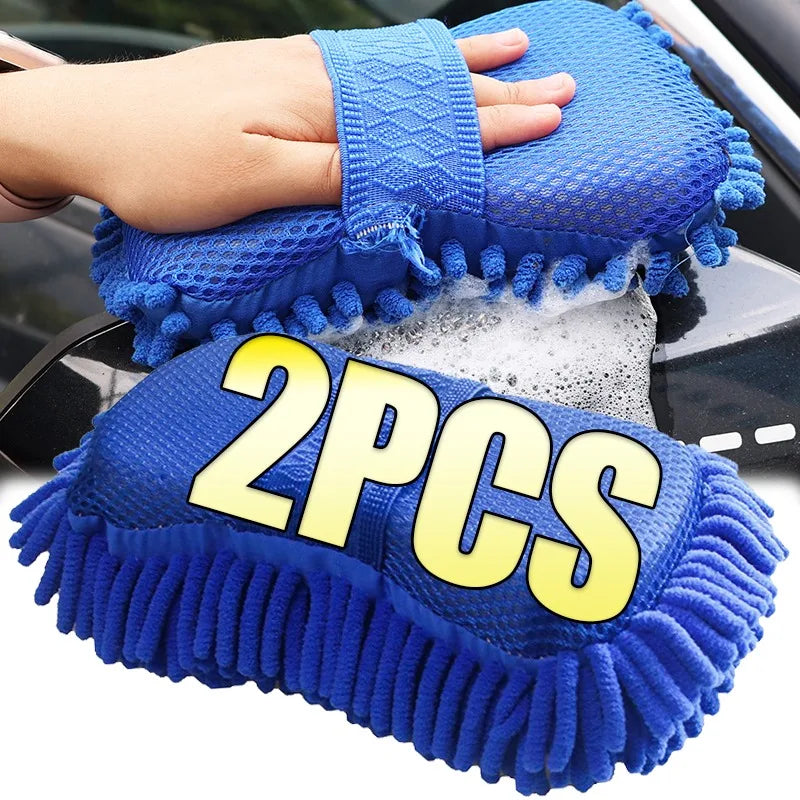 Microfiber Car Wash Glove and Sponge Set for Auto Detailing - Multi-Purpose Cleaning Tool