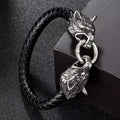 Viking Wolf Head Leather Bracelet for Men - Handmade Stylish Personalized Jewelry