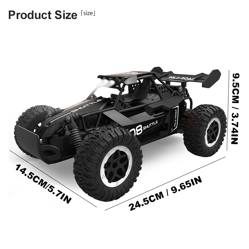 High Speed Off-Road RC Car 1:16 Alloy Buggy with LED Lights & Shock Absorbers