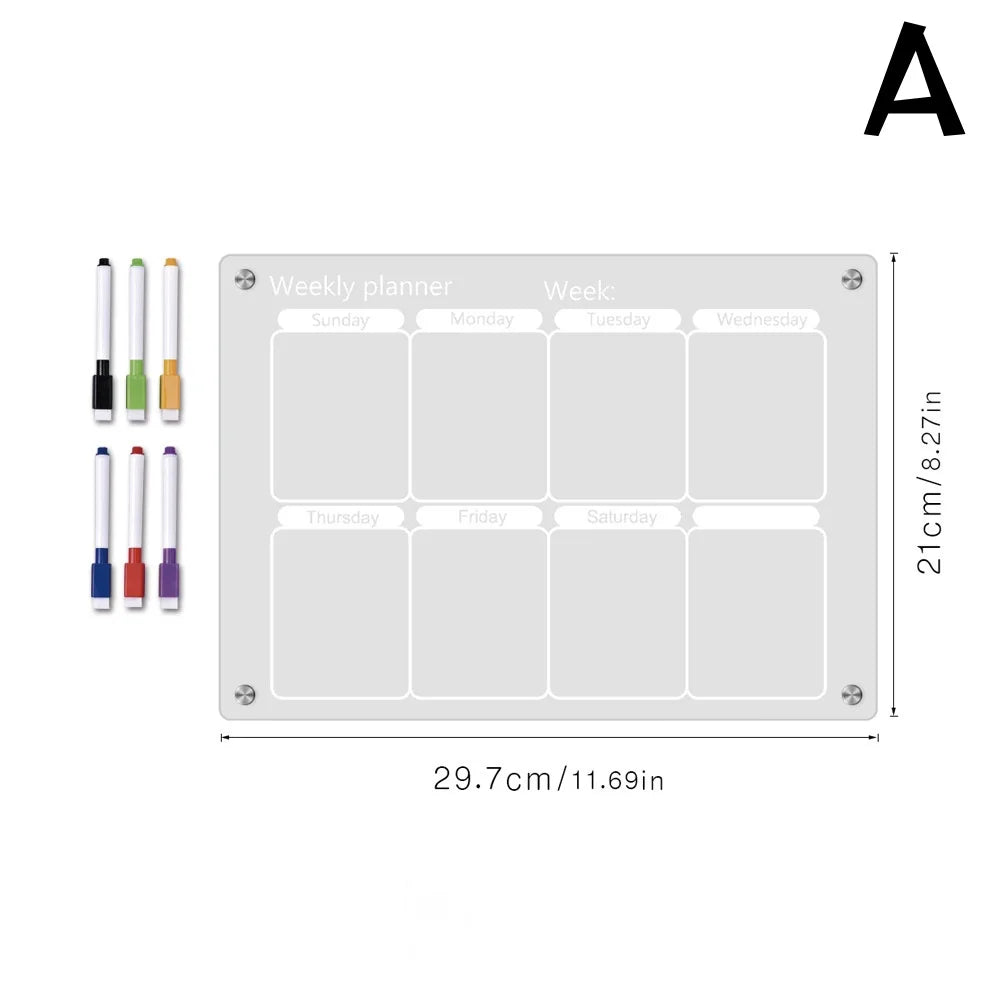 Magnetic Weekly Planner Whiteboard Calendar for Refrigerator & Metal Surfaces
