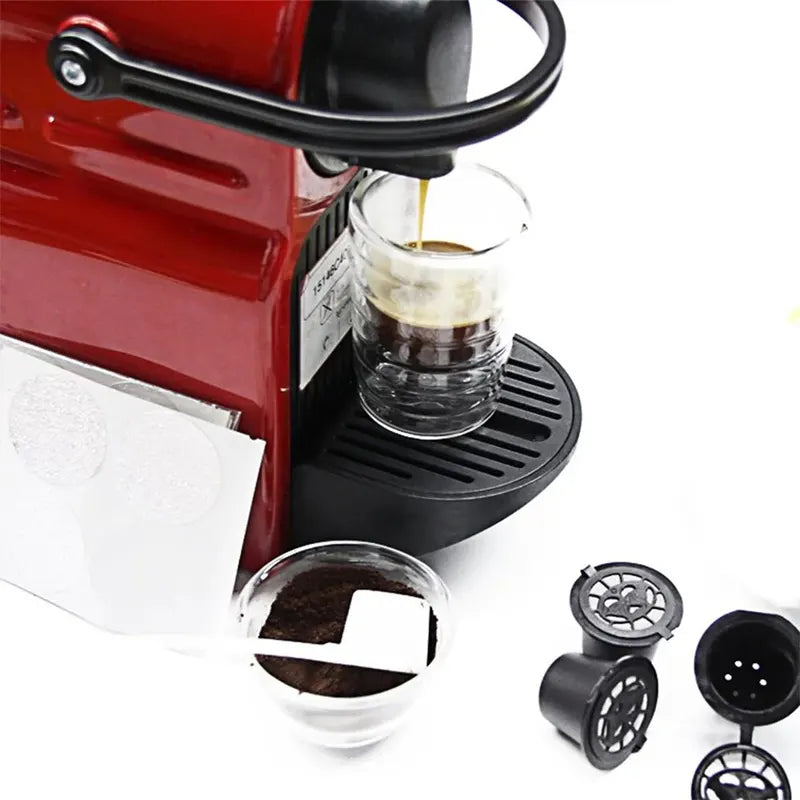 Reusable Coffee Capsules Set with Spoon & Brush for Nespresso Machines - Multiple Colors