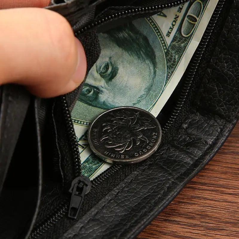 Men's Slim Leather Zipper Wallet with Coin Pocket - Multiple Colors