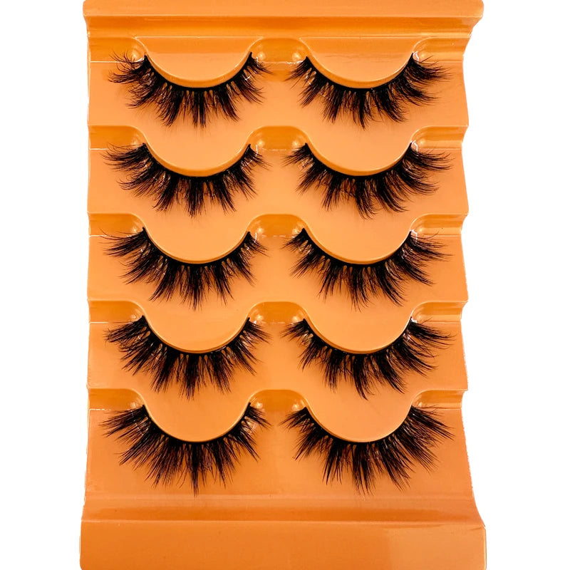 Fake Eyelashes 5D Fluffy Faux Mink Lashes Long Wispy Volume Strip Eyelash Pack