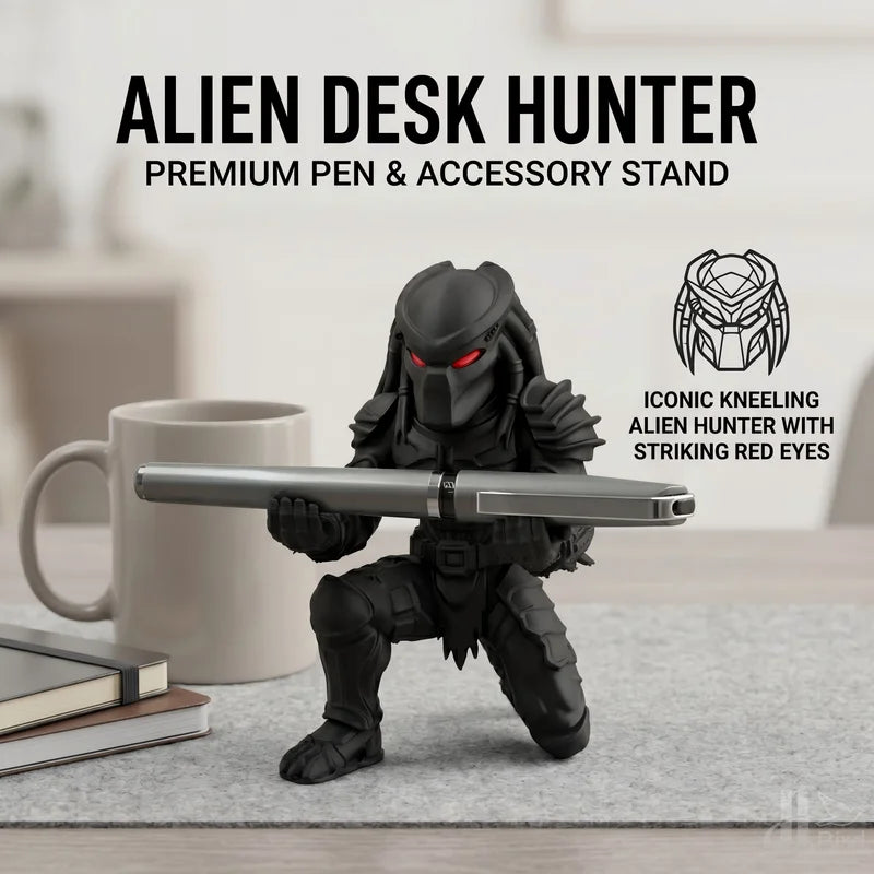 Sci-Fi Alien Desk Ornament - Pen Holder Figurine for Home & Office Decor