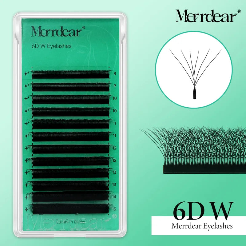 Premade W-Shape Eyelash Extensions 3D-6D Natural Soft Bloom Effect for Eye Makeup