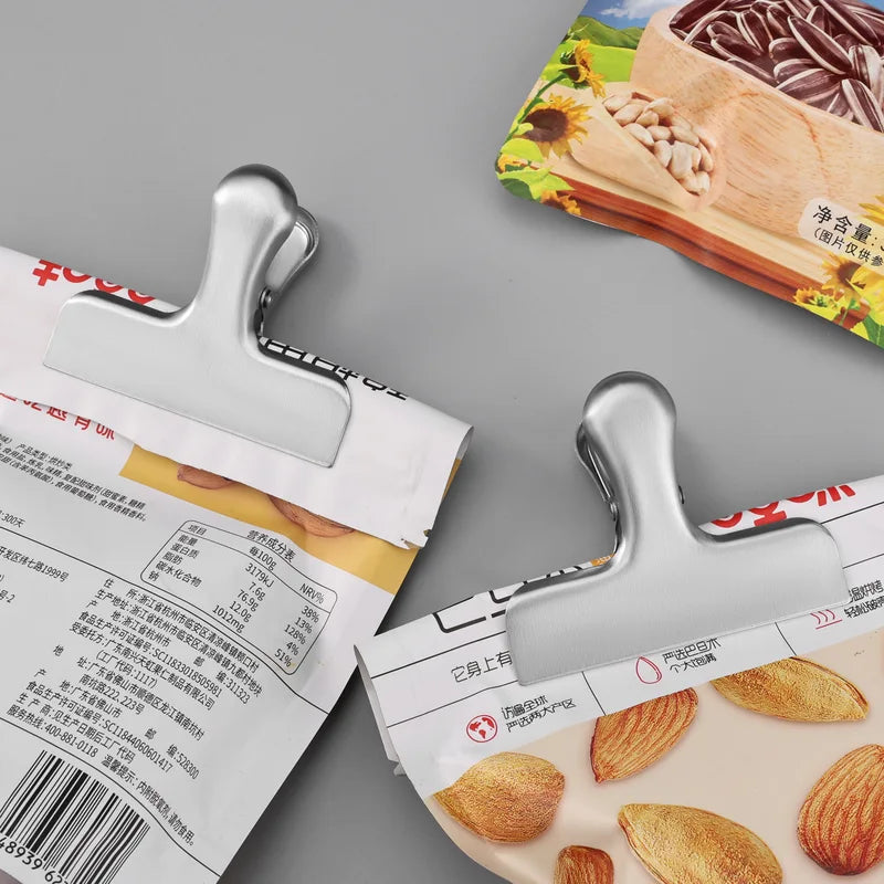 Heavy Duty Stainless Steel Bag Clips - Food Sealing Clamps for Kitchen & Office