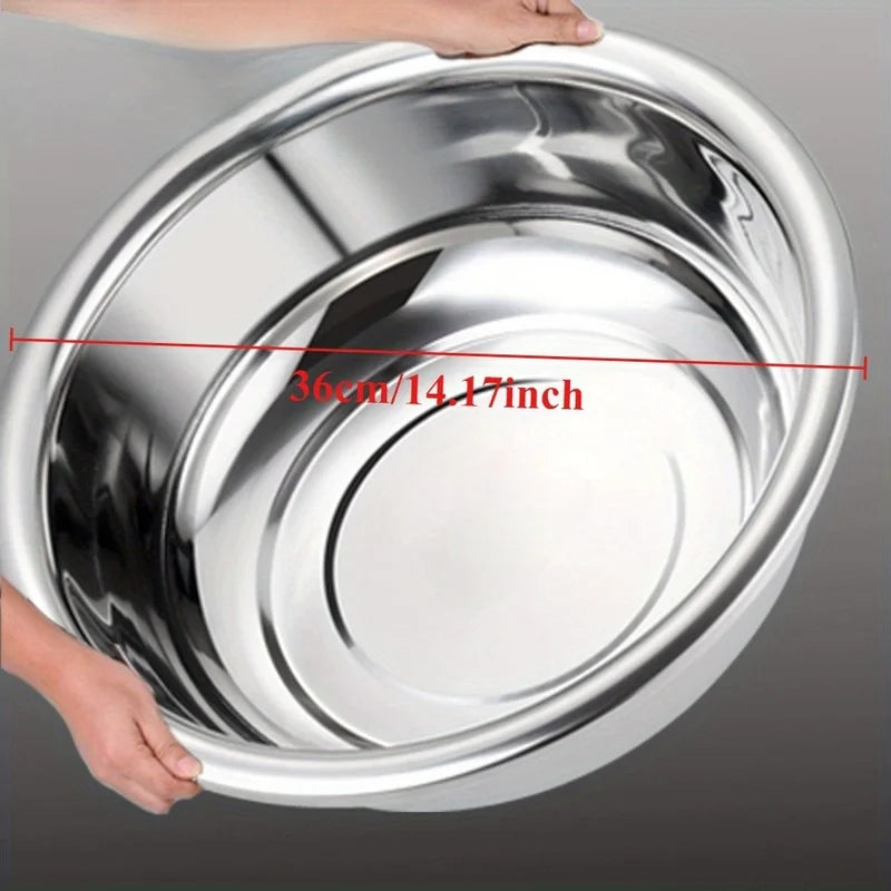 Large Capacity Metal Mixing Bowls Set - Stainless Steel Nesting Salad Bowls for Cooking