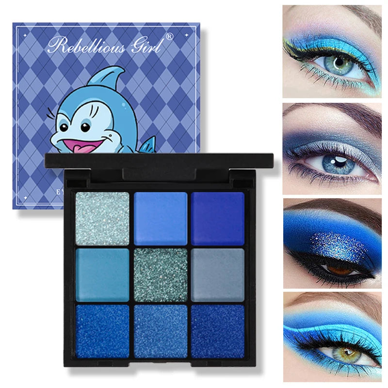 9-Color Matte Glitter Eyeshadow Palette - Waterproof Natural Finish for Festival & Party Makeup