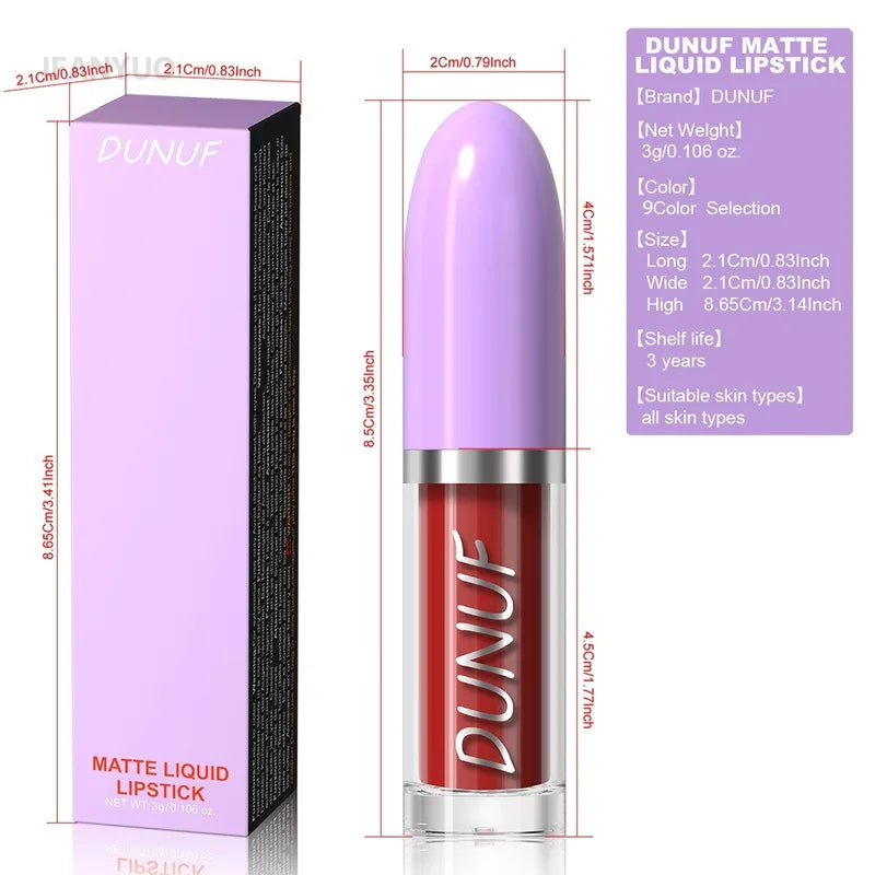 Waterproof Matte Lip Gloss - Long-Lasting Velvet Lipstick in Multiple Colors