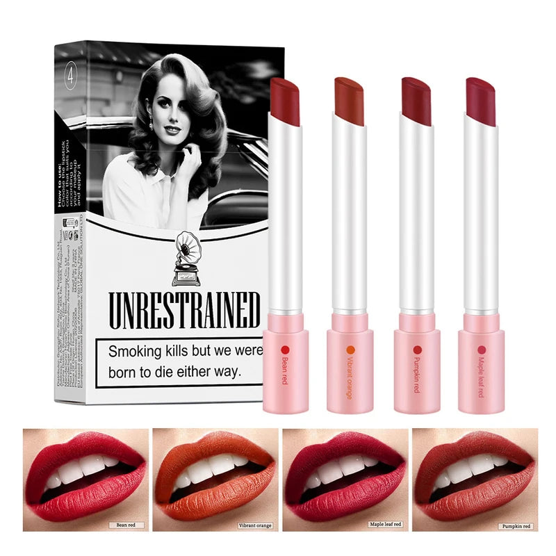 4 Color Velvet Matte Waterproof Lip Gloss Set - Long Lasting Lipstick for Women