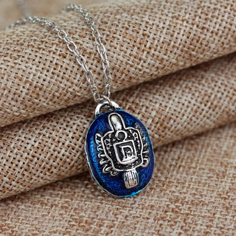 The Vampire Diaries Necklace Elena Gilbert Movie Charm for Women - Blue Stone Choker