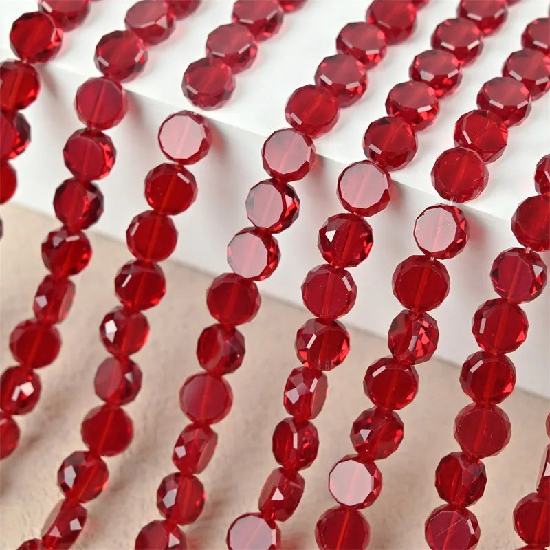 Colorful Flat Disc Glass Beads for Jewelry Making - Crystal Faceted Beads