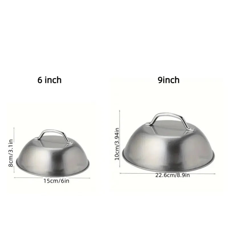 Stainless Steel Oven Cover 6/9 Inch Round Cheese Melting Dome Cooking Tool with Handle