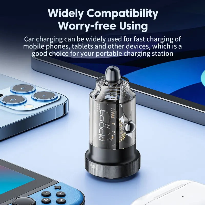 33W Fast Car Charger with USB Type C PD QC 4.0 for Smartphone & Tablets
