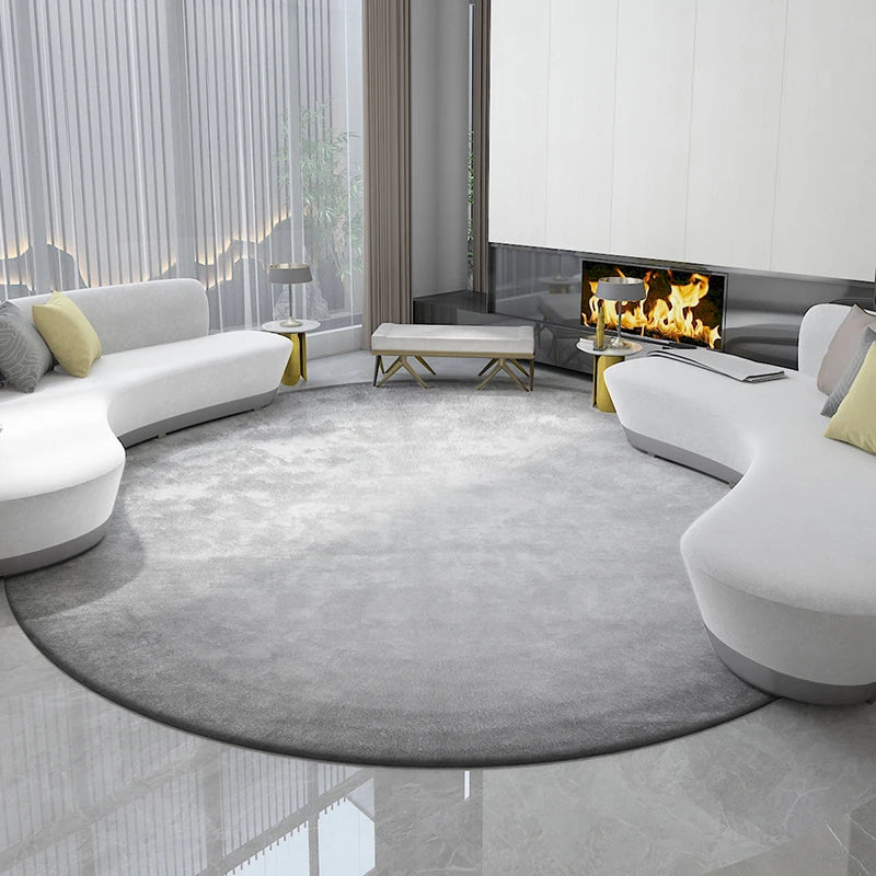Large Round Plush Carpet Area Rug - Non-Slip Washable Minimalist Bedroom Decor