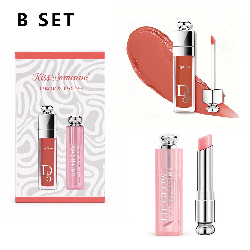 Colored Lip Oil Set with Matte & Changing Lipstick - Moisturizing, Long-Lasting, Non-Greasy