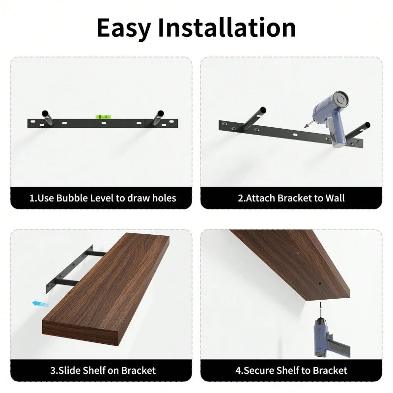 2-Pack Floating Wall Shelves 31.5in with Invisible Brackets for Bathroom Kitchen Living Room