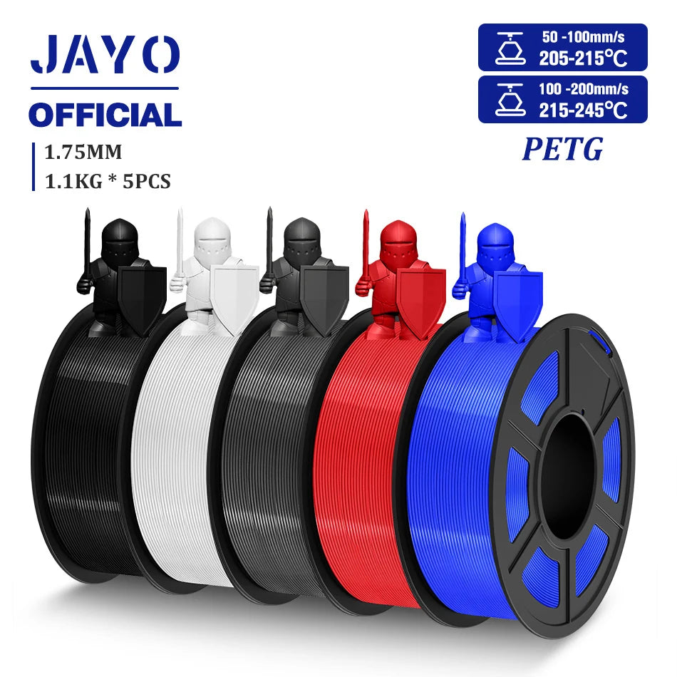 3D Printer Filament Set PLA PETG Silk Wood Marble 1.75mm 5 Rolls 1.1KG