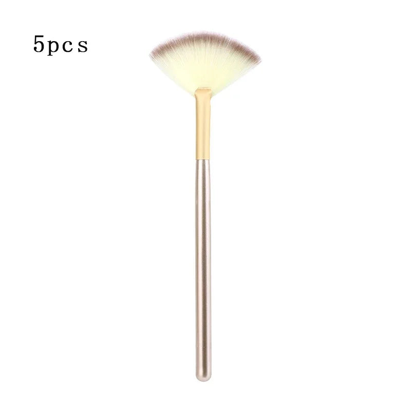 5-Piece Facial Makeup Brush Set with Wooden Handles and Soft Fiber for Glycolic Peel Masks