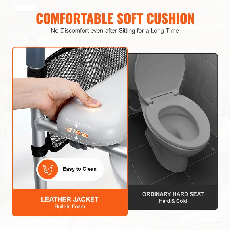 Adjustable Raised Toilet Seat 7-Position Height Support 350lbs Capacity