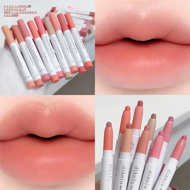 Matte Lipstick Pen Waterproof Lip Liner Pencil - Nude, Coral Pink, Long-Lasting