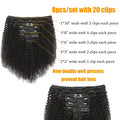 Afro Kinky Curly Clip-In Hair Extensions Human Hair Natural Black 8-24 Inches