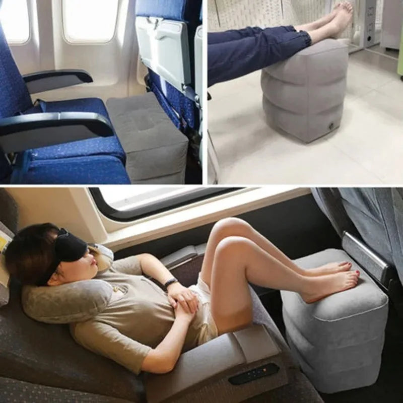 Inflatable Travel Footrest Pillow for Kids - Airplane Car Bus Resting Cushion
