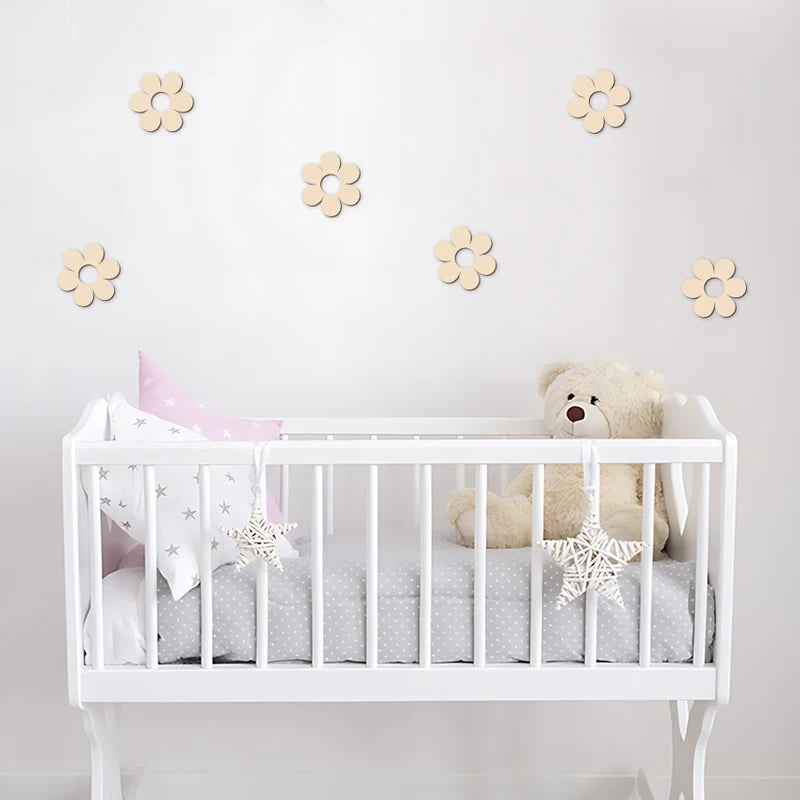 Wooden Flower Cutouts - Reusable Wall Decor for DIY Crafts Baby Room