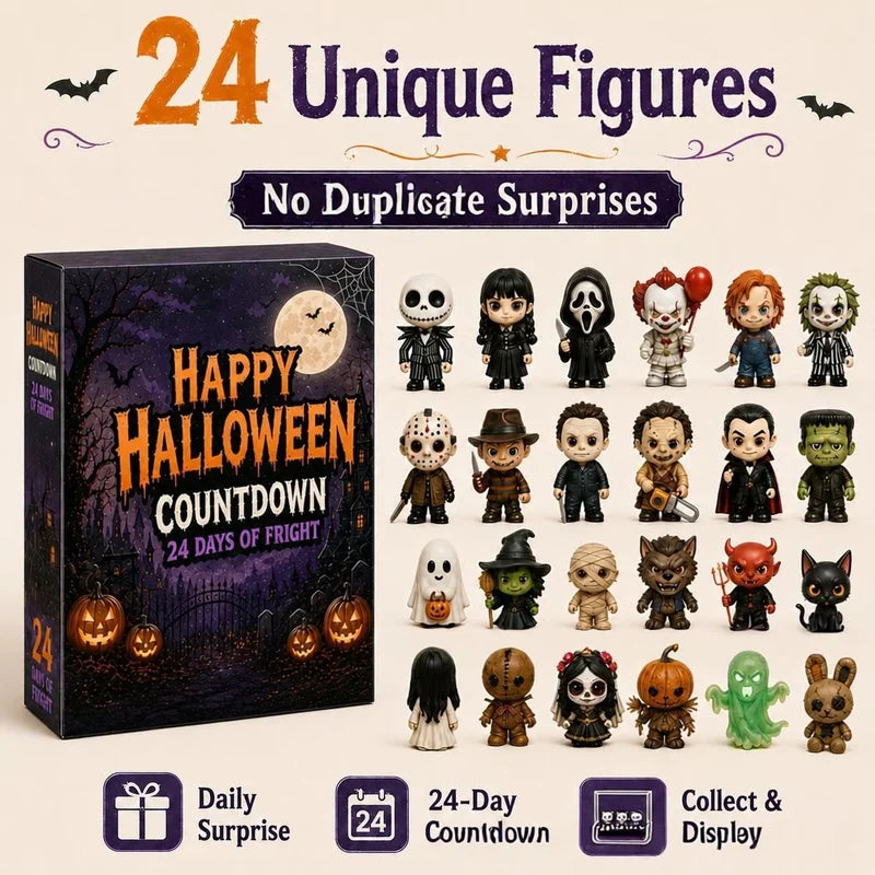 Halloween Advent Calendar 24 Days Countdown Horror Movie Mini Figures Set - Desktop Home Party Decoration