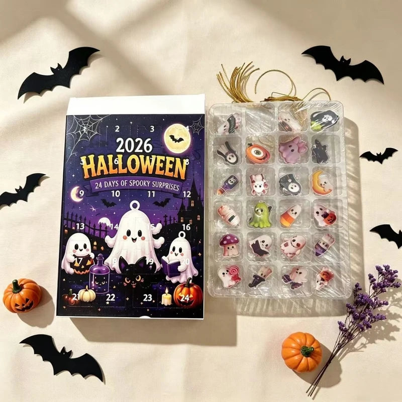 Halloween Advent Calendar with Spooky Acrylic Ornaments - 24 Days Countdown Gift Set